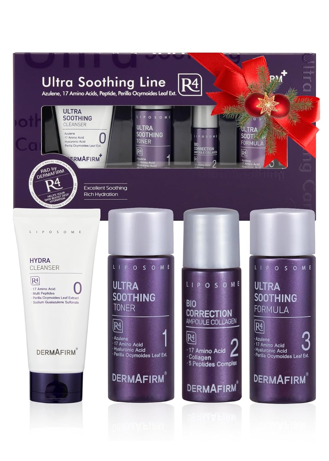 Soothing Repair R4 Kit de cuidado facial de viaje  Limpiador facial hidratante e hidratante, tónico, suero, emulsión y crema para todo tipo de piel