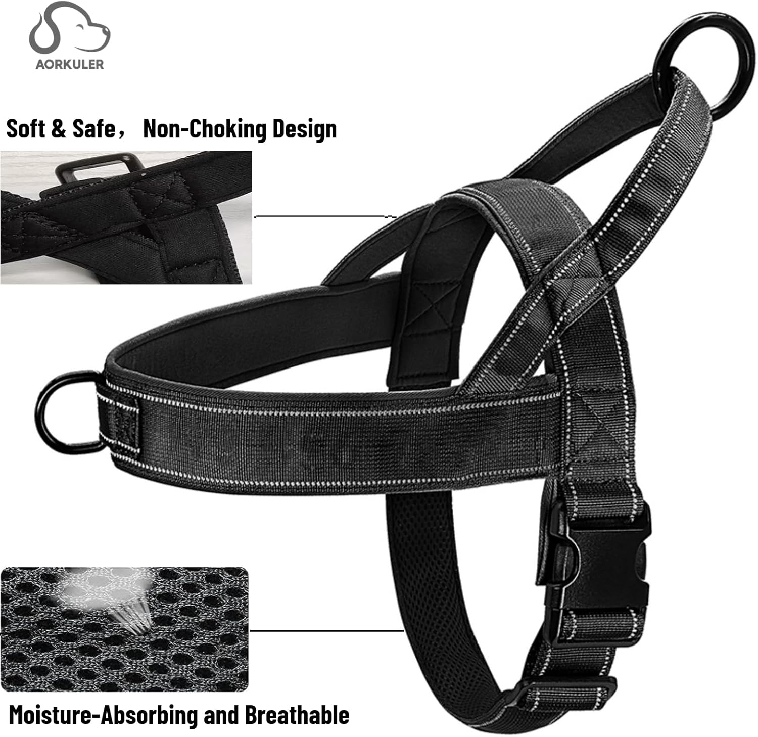 Arnés para perro sin tirones, fácil para entrenar y caminar, adecuado para rastreador GPS Aorkuler Dog