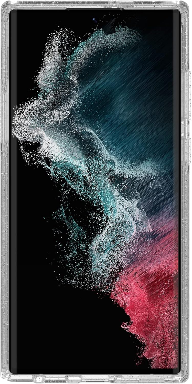 OtterBox Funda para Galaxy S22 Ultra Symmetry Series, polvo de estrellas (escamas plateadas), ultra suave, compatible con carga inalámbrica, bordes