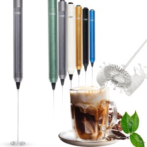 Cook with Color Espumador de leche de mano  Mezclador eléctrico portátil de bebidas, espumador de café, licuadora de mano, mini cafetera de frappe y Cook with Color Espumador de leche de mano  Mezclador eléctrico portátil de bebidas, espumador de café, licuadora de mano, mini cafetera de frappe y