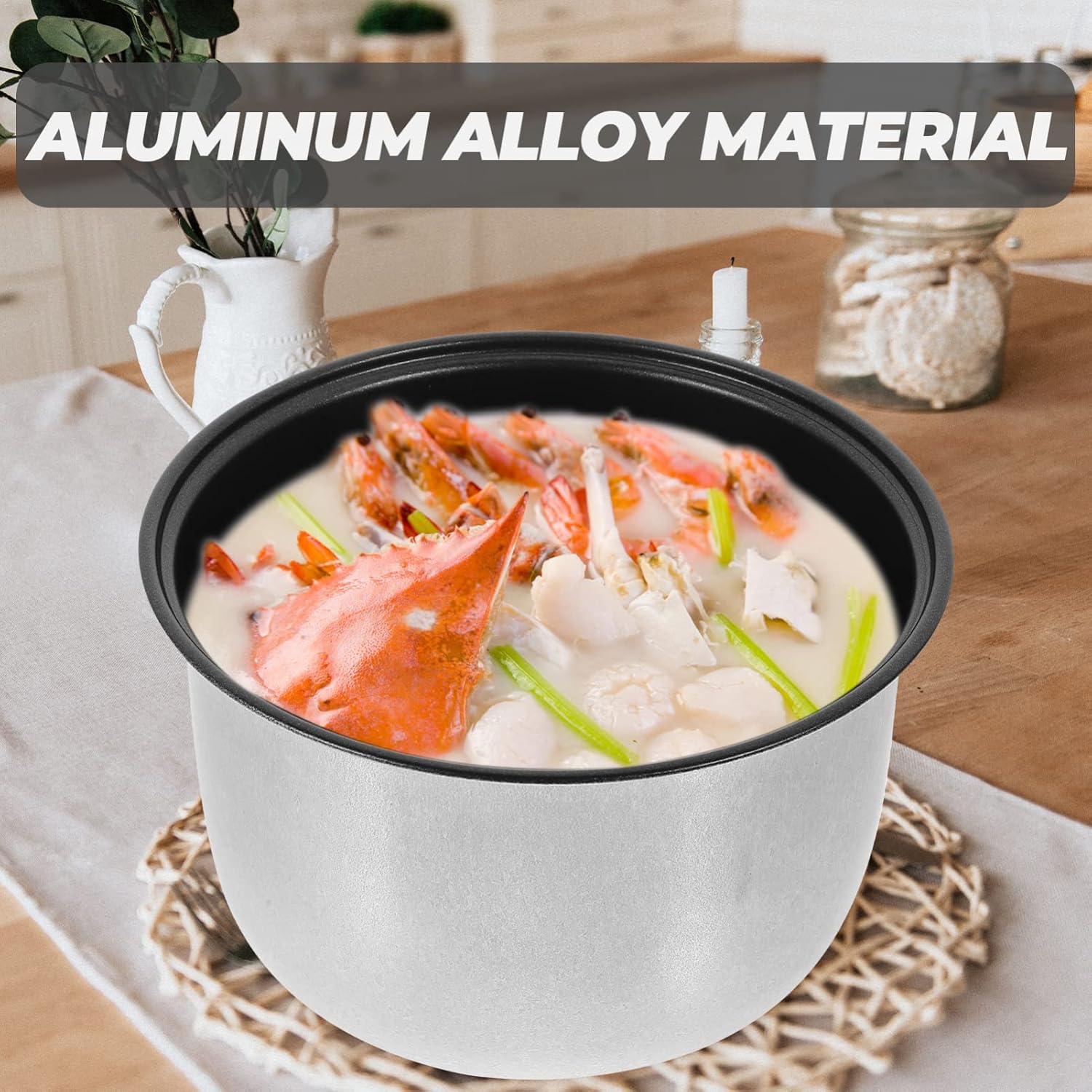 Olla arrocera de 8 tazas, 2 tazas, 1 juego de olla arrocera interior olla arrocera antiadherente recipiente de cocción de arroz Accesorios para