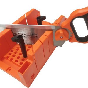 Caja de inglete de 12 pulgadas con sierra incluida, sierra trasera de acero reforzado para un corte preciso, cortes preestablecidos de 90 grados, 45 Caja de inglete de 12 pulgadas con sierra incluida, sierra trasera de acero reforzado para un corte preciso, cortes preestablecidos de 90 grados, 45