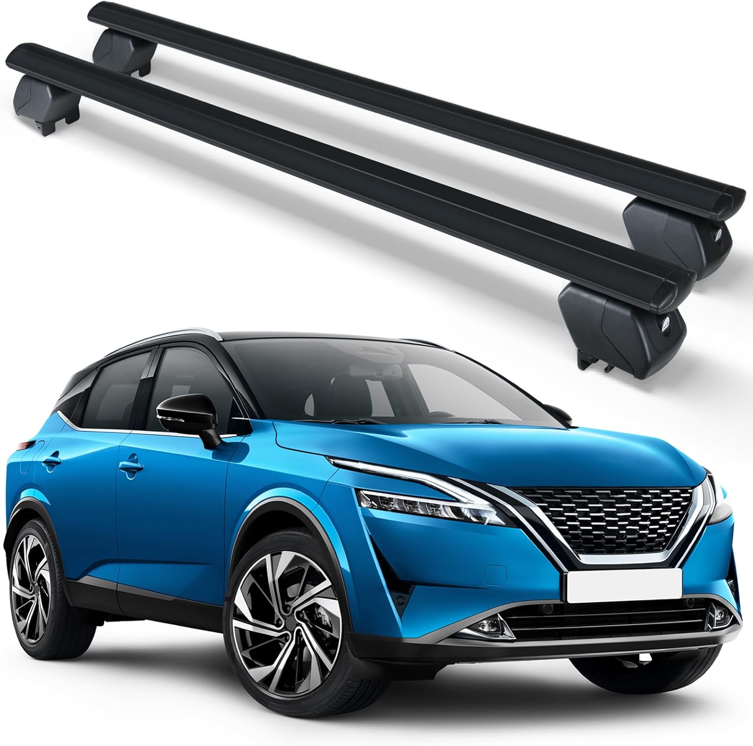 Barras transversales de techo resistentes de 350 libras compatibles con Nissan Rogue 2014-2020 con rieles laterales, barras transversales