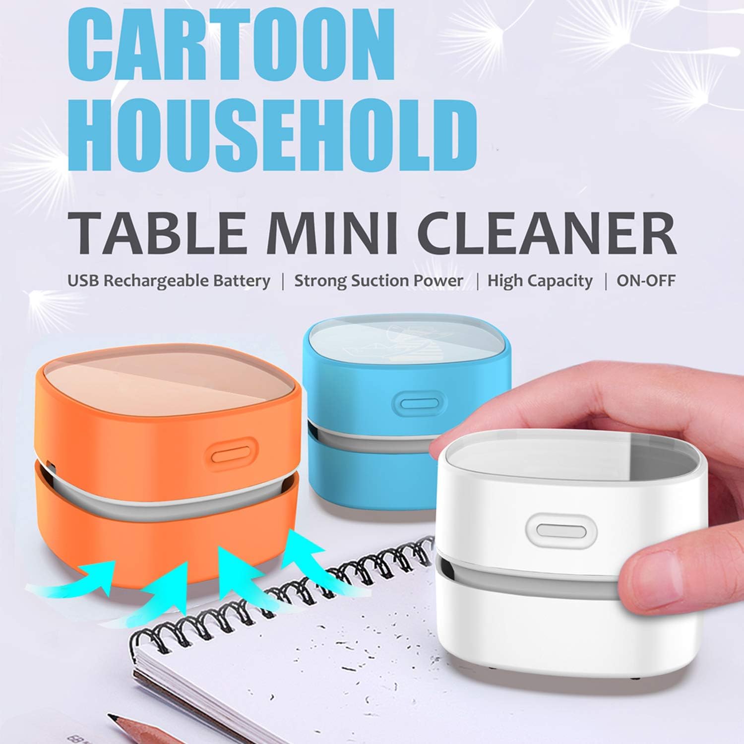 ODISTAR Aspiradora de escritorio, mini barrendero de polvo de mesa ahorro de energía con función de apagado automático, alta resistencia hasta 400