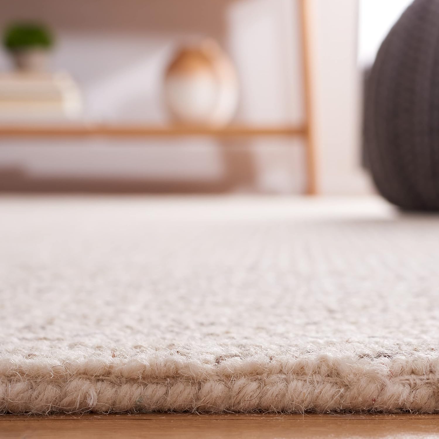 Safavieh Abstract Collection – Alfombra de área de 6 x 9 pies, gris y marfil, lana hecha a mano, ideal para zonas de alto tráfico en sala de estar,