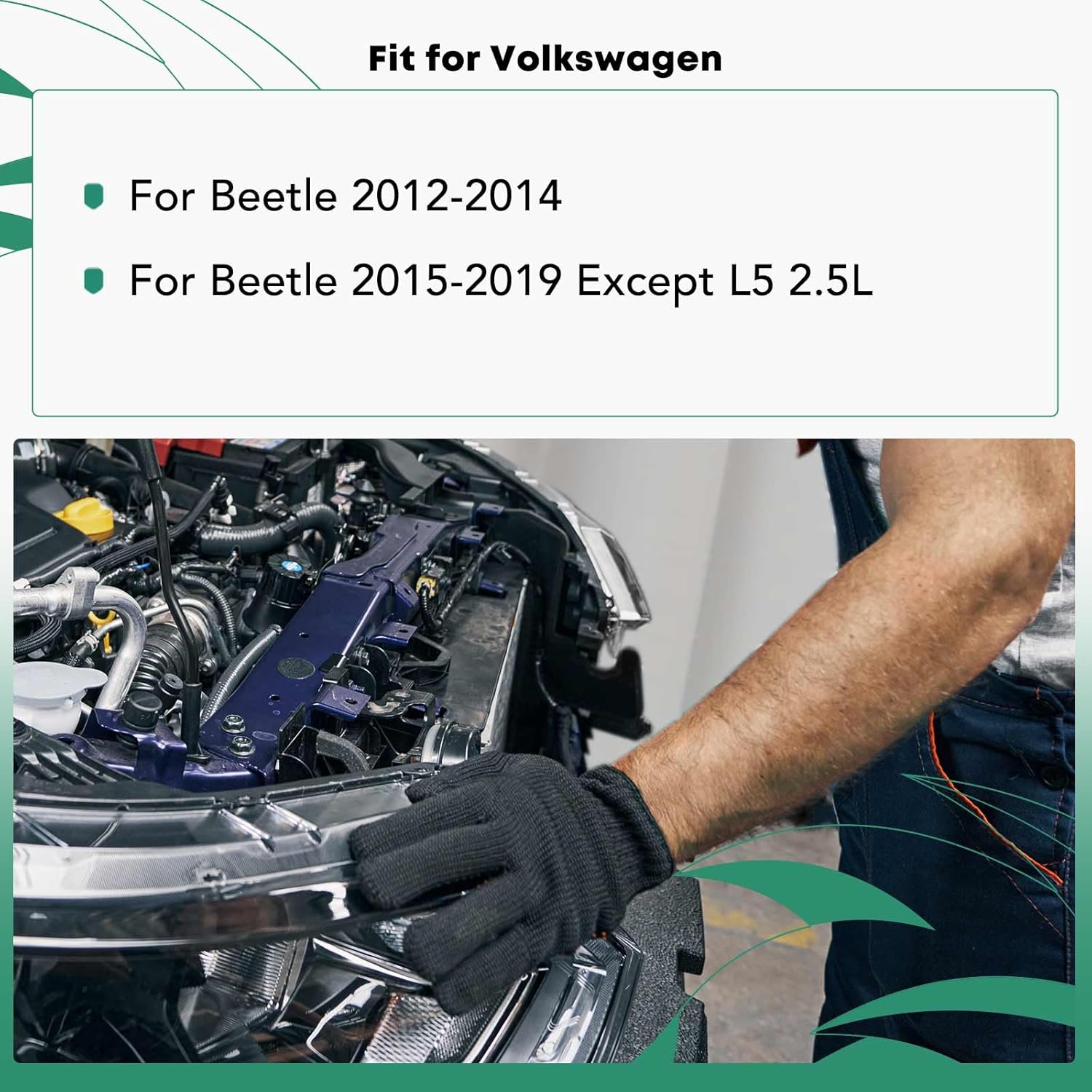YHTAUTO Repuesto del conjunto de soporte del radiador para Volkswagen Beetle 2012-2019, solo hatchback, soporte del núcleo del radiador, repuesto