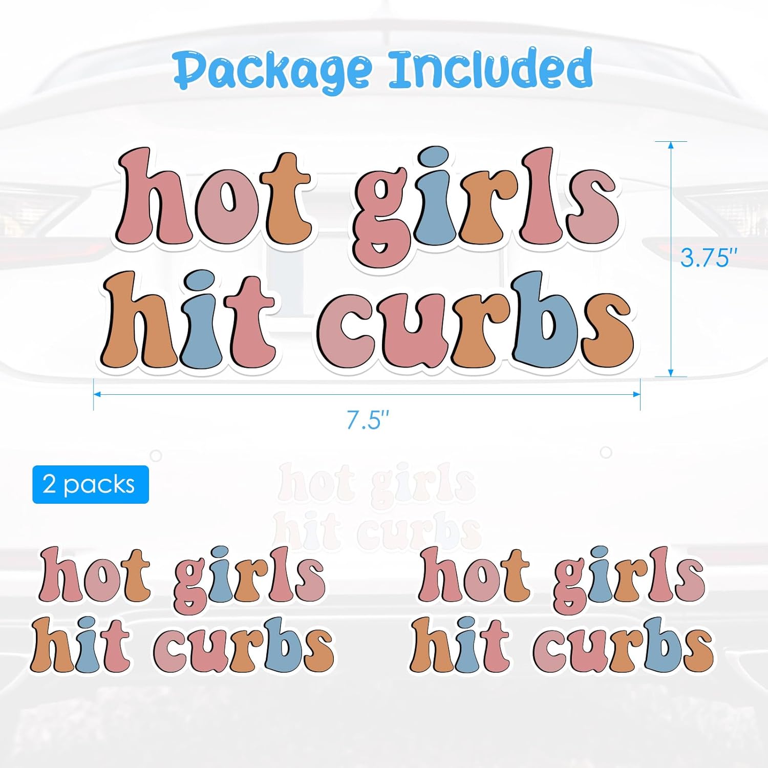 Aolamegs Hot Girls Hit Curbs – 2 calcomanías divertidas y lindas para parachoques para mujeres, calcomanías de vinilo impermeables para tu