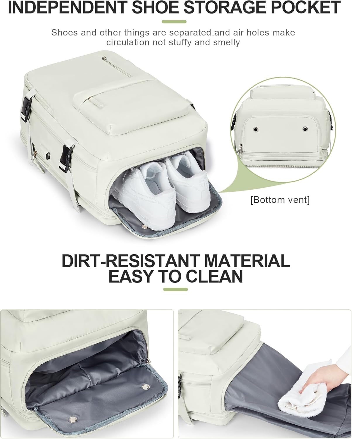 Large Travel Laptop Backpack, Expandable Flight Approved Backpack, Carry on Backpack for Women, Waterproof 17inch Laptop Hiking Backpack with Shoe