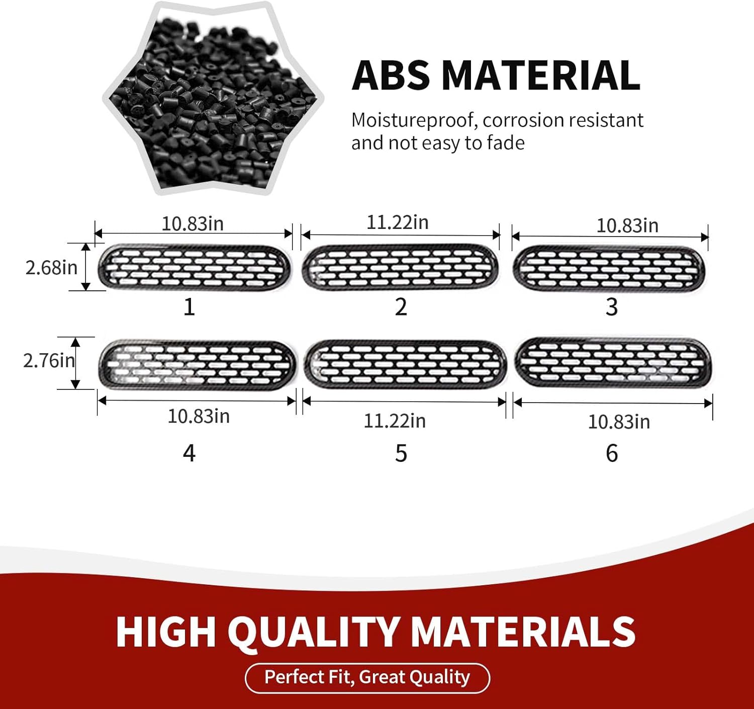 Para insertos de parrilla Bronco, 6 piezas de cubierta protectora de malla de rejilla frontal con clip compatible con accesorios exteriores Ford