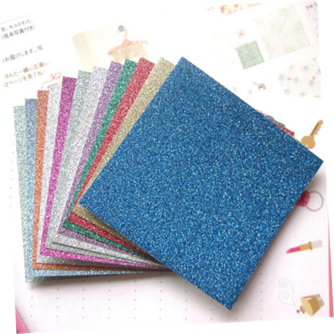 SEWACC 12 hojas de papel de origami de 6 x 6 pulgadas para papel de regalo con purpurina para niños, papel plegable metálico de origami brillante,