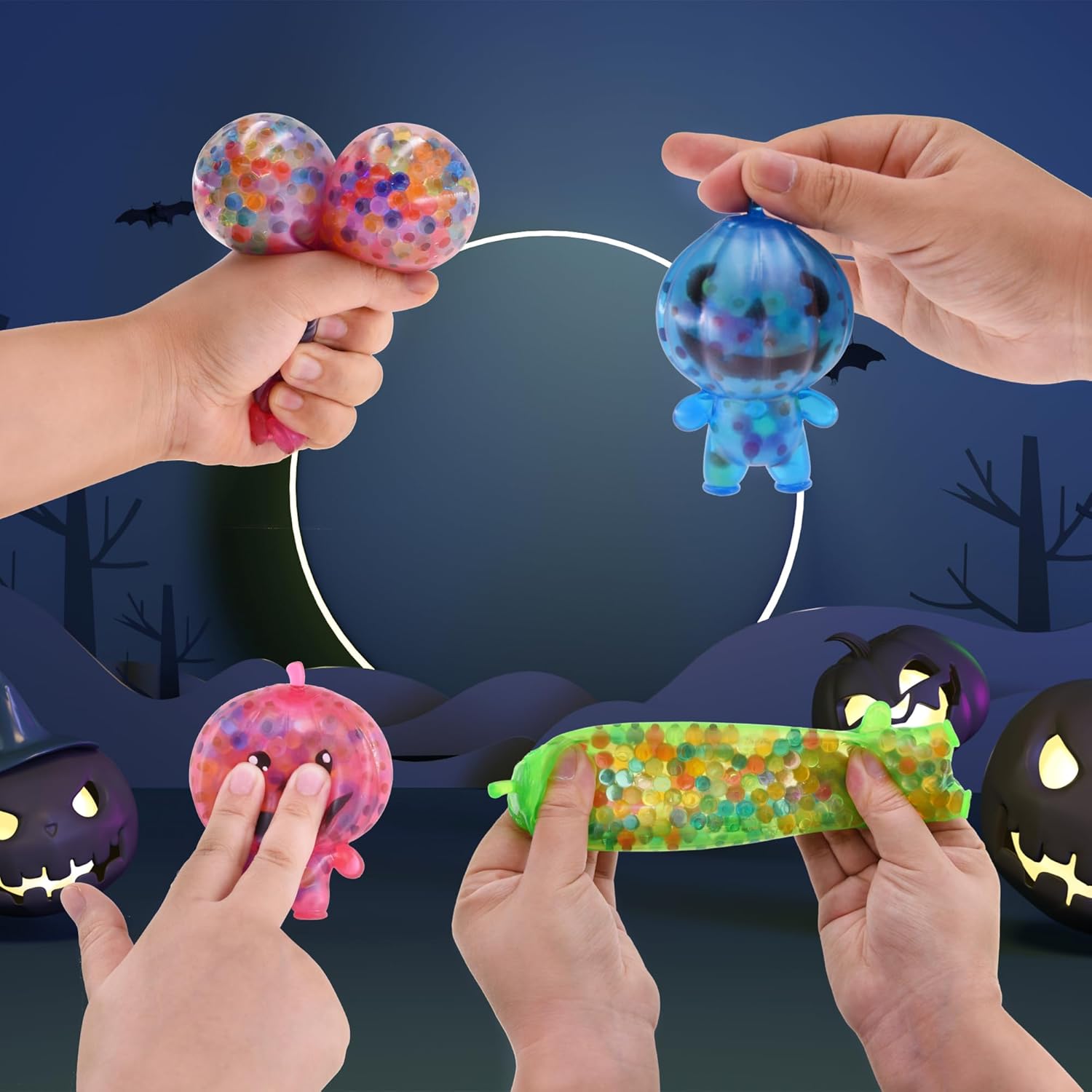 Paquete de 6 bolas antiestrés de calabaza de Halloween, juguetes de bolas estrujables para Halloween, bolsas de golosinas de Halloween, regalos de