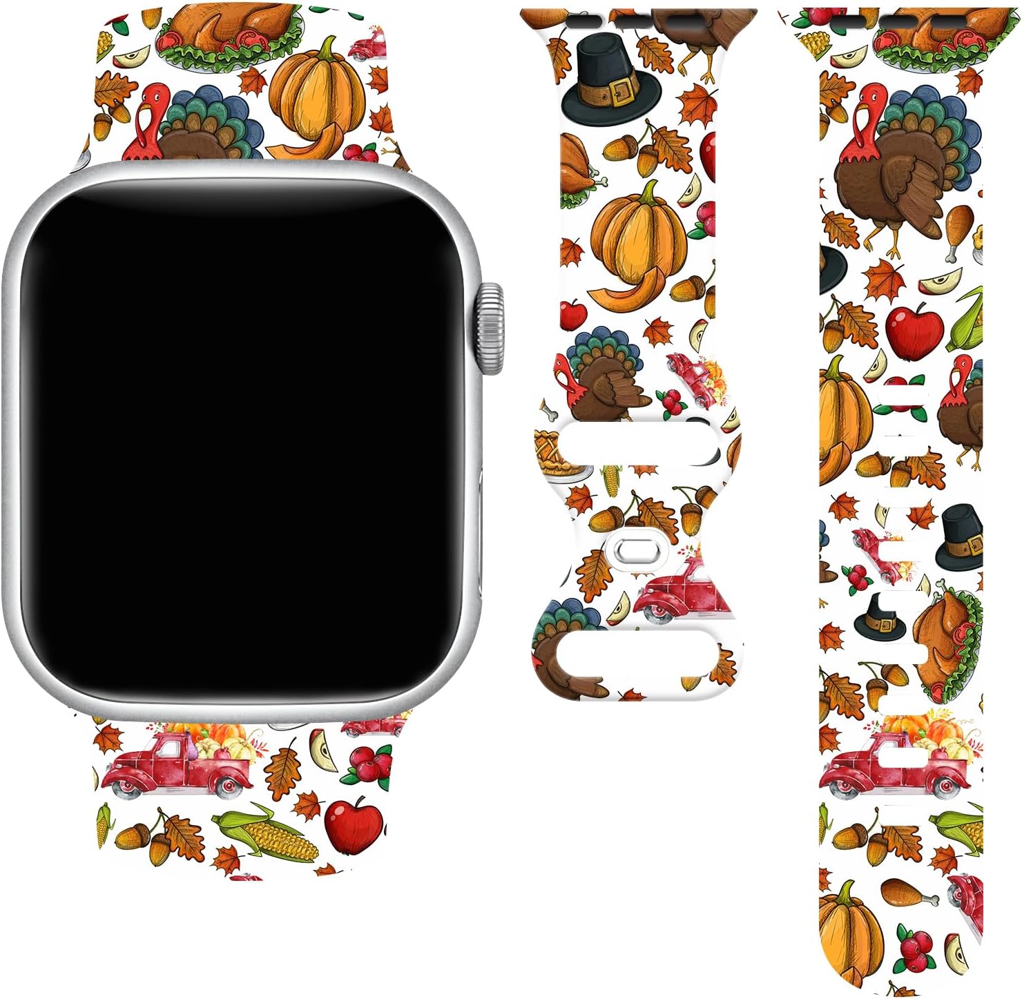 Correa de reloj de Acción de Gracias compatible con Apple Watch de 1.496 in 1.575 in 1.614 in 1.654 in 1.732 in 1.772 in 1.929 in, pulsera de