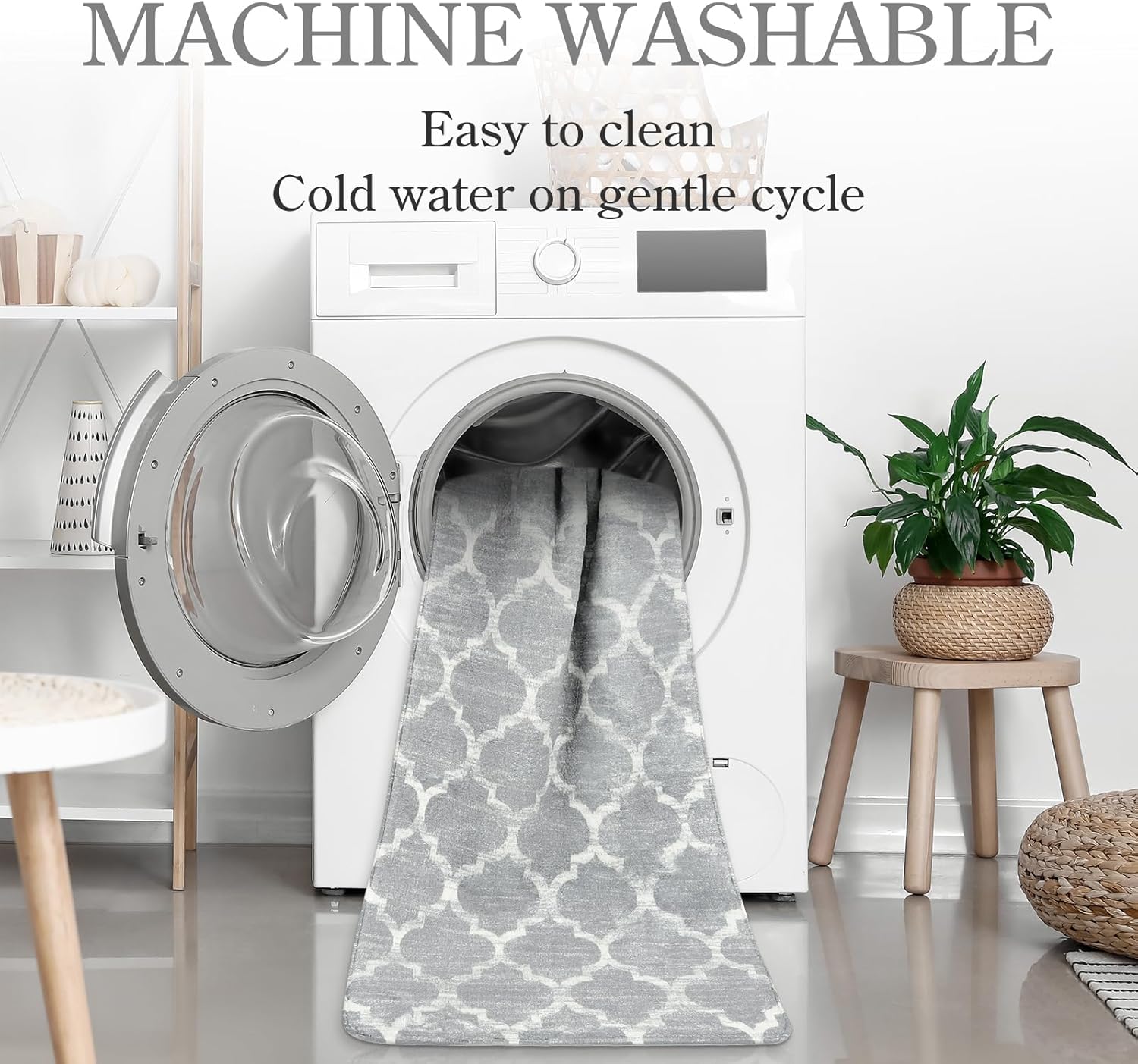 Lahome – Alfombra marroquí, lavable, de 2 x 7 pies, antideslizante, no desprende pelusas, ligera, moderna, gris y envejecida, para entrada, cocina,