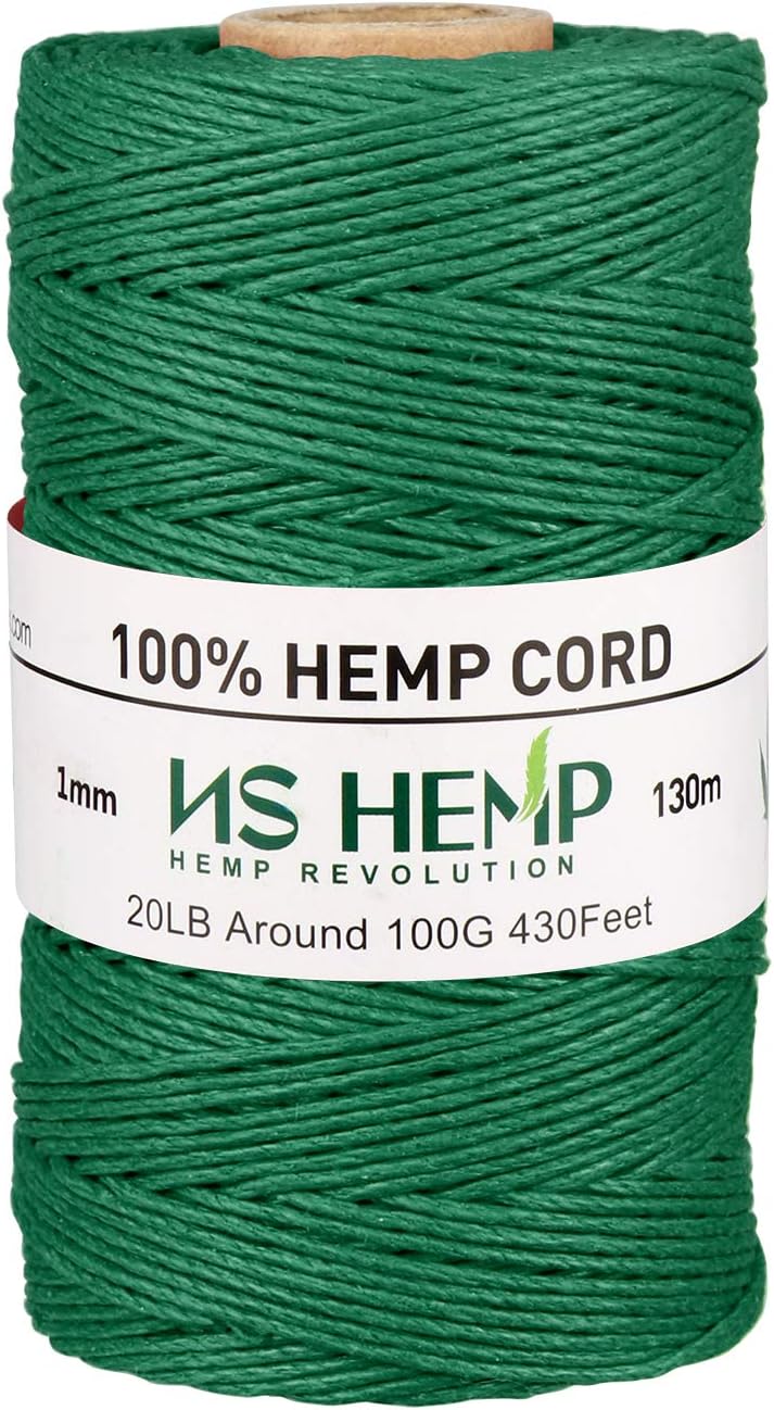 Bobina de cuerda de cáñamo sostenible para hacer joyas, pulseras, collares, manualidades, decoración de regalo y más, 0.039 in, 426.5 ft (036 bosque