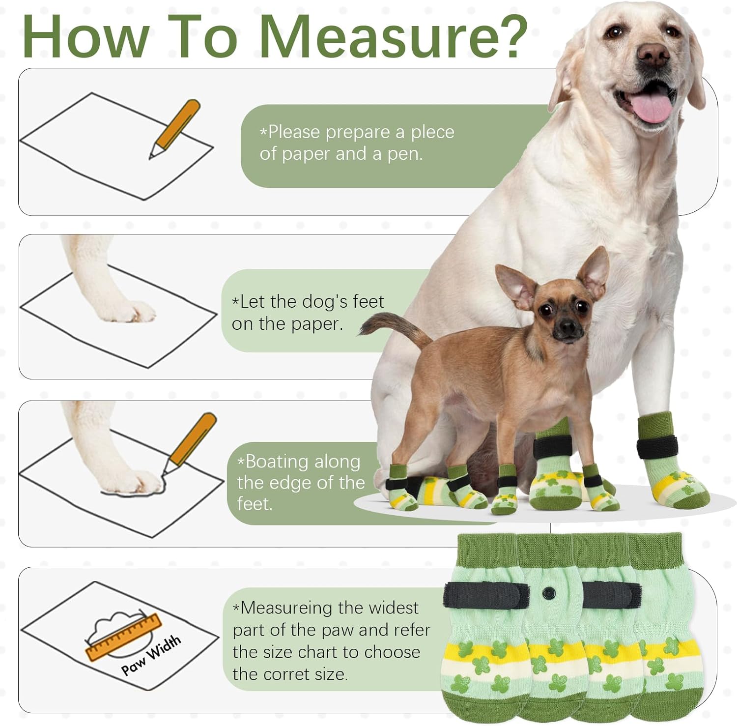 Kuoser Calcetines para perros, calcetines antideslizantes para perros grandes, calcetines de agarre suave para suelos de madera dura, protector de