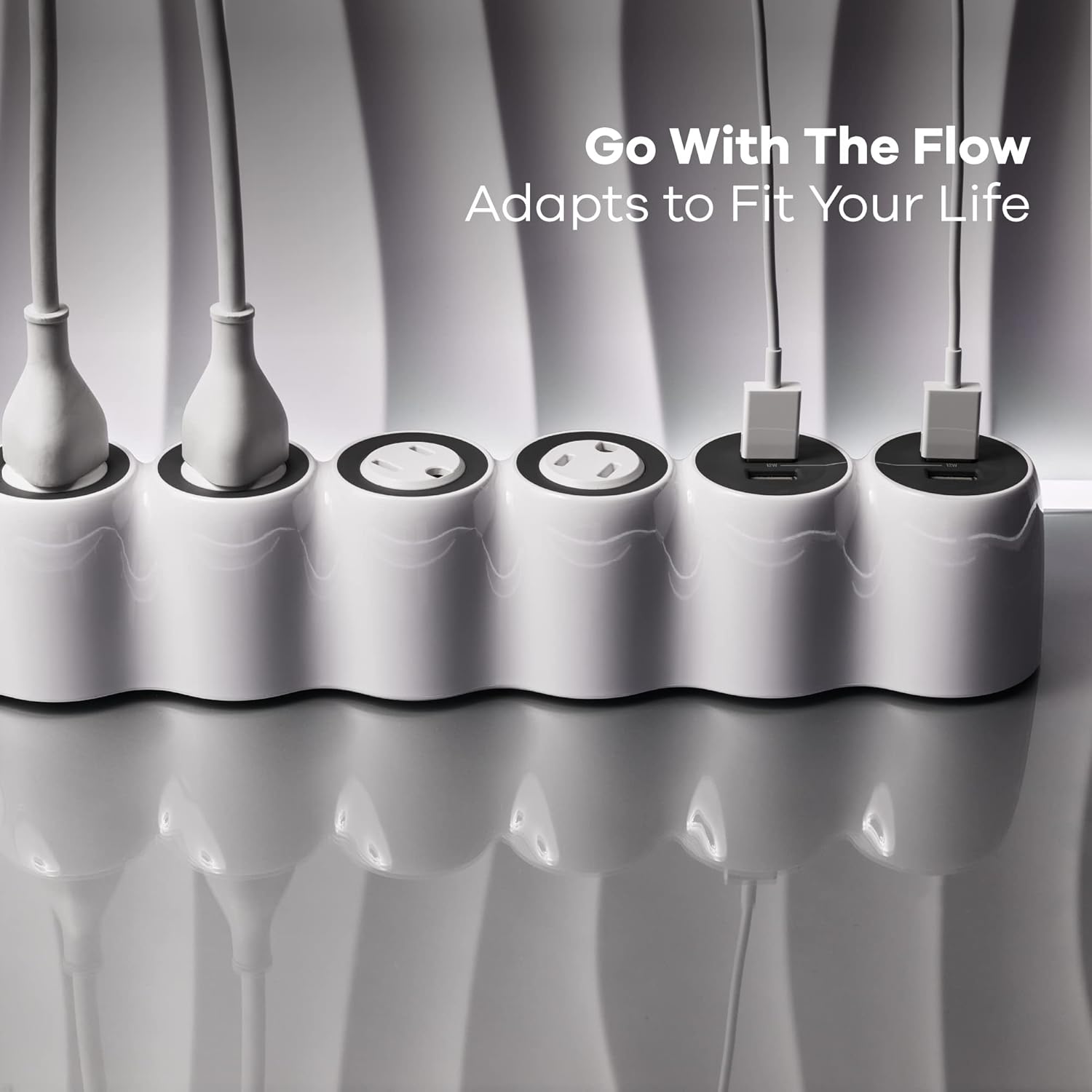 360 Electrical PowerCurve Regleta de alimentación, cable de extensión trenzado con 4 salidas giratorias y 4 puertos USB-A, extensor de salida de 5