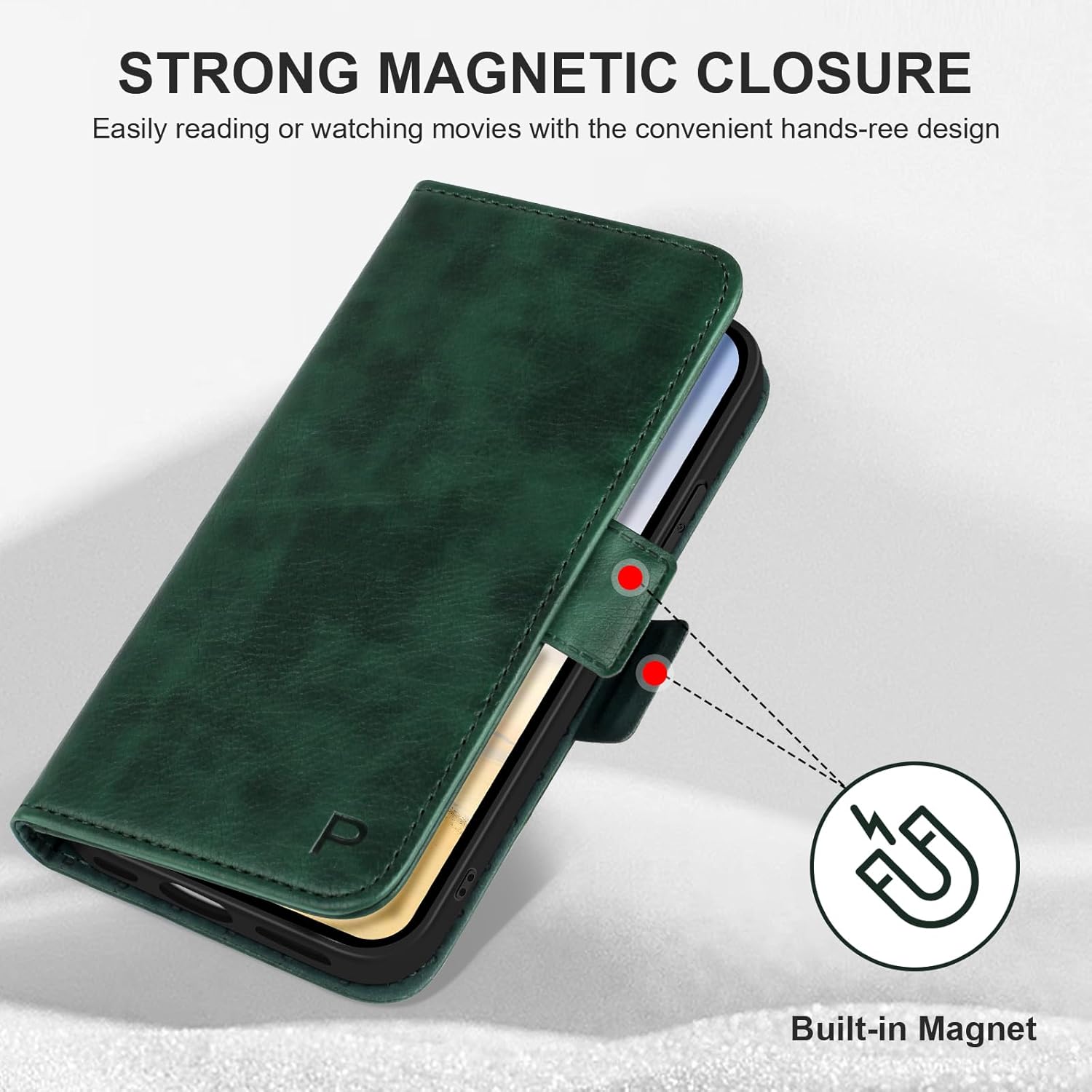 Bizzib Funda de piel tipo cartera con tarjetero bloqueo RFID 360 protección completa a prueba de golpes, cierre magnético, con ranuras para tarjetas