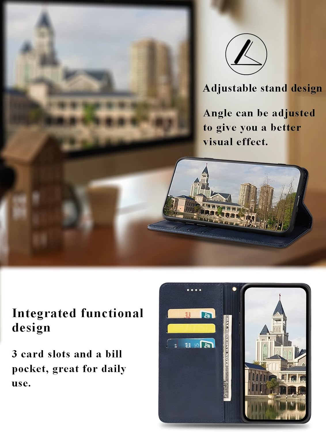 Keihok Funda de cuero diseñada para Moto G Stylus 5G 2023, funda tipo cartera para Moto G Stylus 5G 2023 con ranuras para tarjetas y soporte