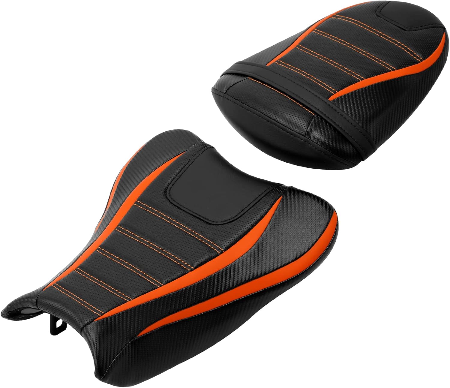 TCT-MOTORPARTS Cojín de asiento del conductor y del pasajero para Suzuki GSXR1000 GSXR 1000 2007-2008 (negro y naranja)