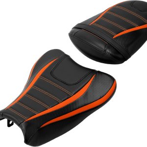 TCT-MOTORPARTS Cojín de asiento del conductor y del pasajero para Suzuki GSXR1000 GSXR 1000 2007-2008 (negro y naranja) TCT-MOTORPARTS Cojín de asiento del conductor y del pasajero para Suzuki GSXR1000 GSXR 1000 2007-2008 (negro y naranja)