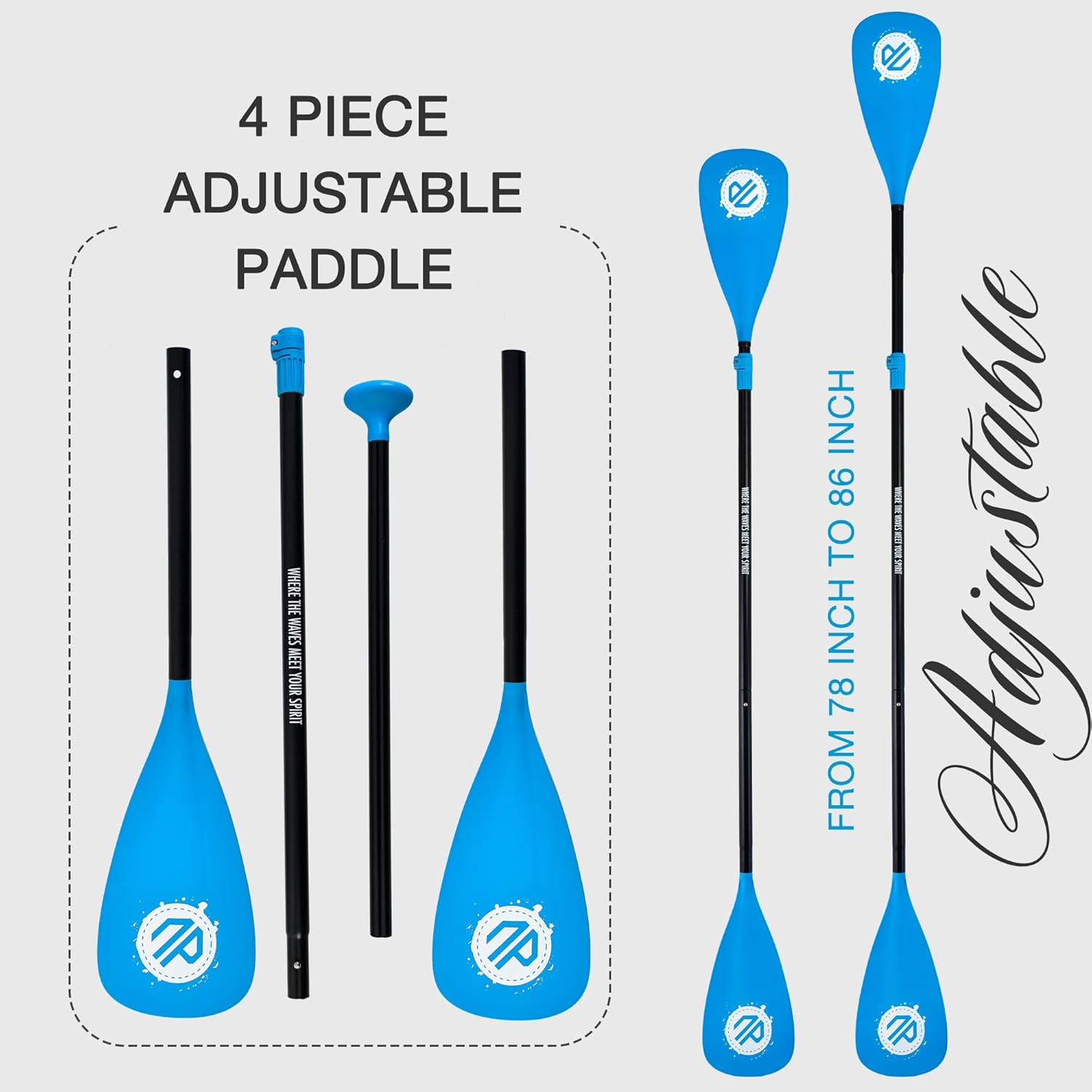 Sup Paddle, 3 y 4 piezas desmontables remo flotante paddle, paleta de kayak ajustable, remos duraderos