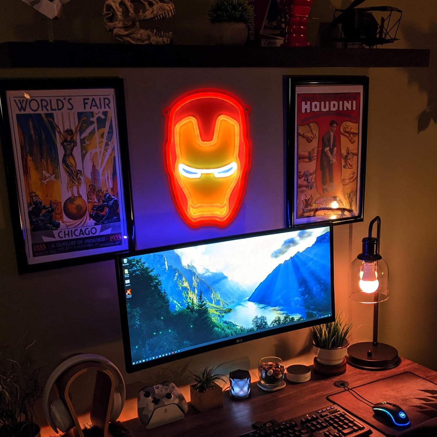 Letreros de neón de anime Ironman, luces LED de anime para jugadores, decoración de pared de cueva, dormitorio, fanáticos de superhéroes, jugadores,