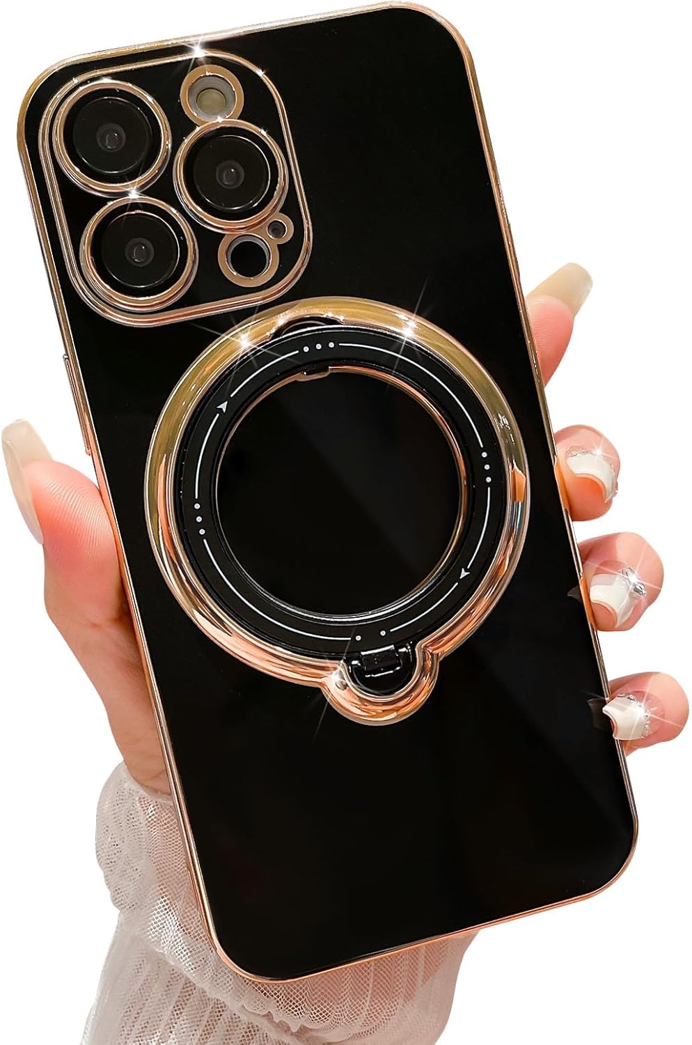 MGQILING Compatible con iPhone 15 Pro Max – Funda magnética para plantar de 6.7 pulgadas, lujosa funda magnética giratoria de 360, compatible con