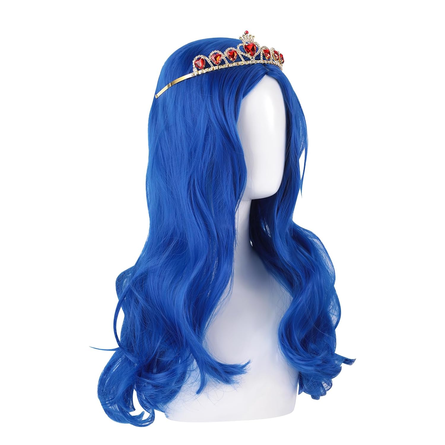 KDLCY Evie – Disfraces de los descendientes para niñas, pelucas de cosplay para niñas, peluca de cosplay con corona para disfraces de Halloween y