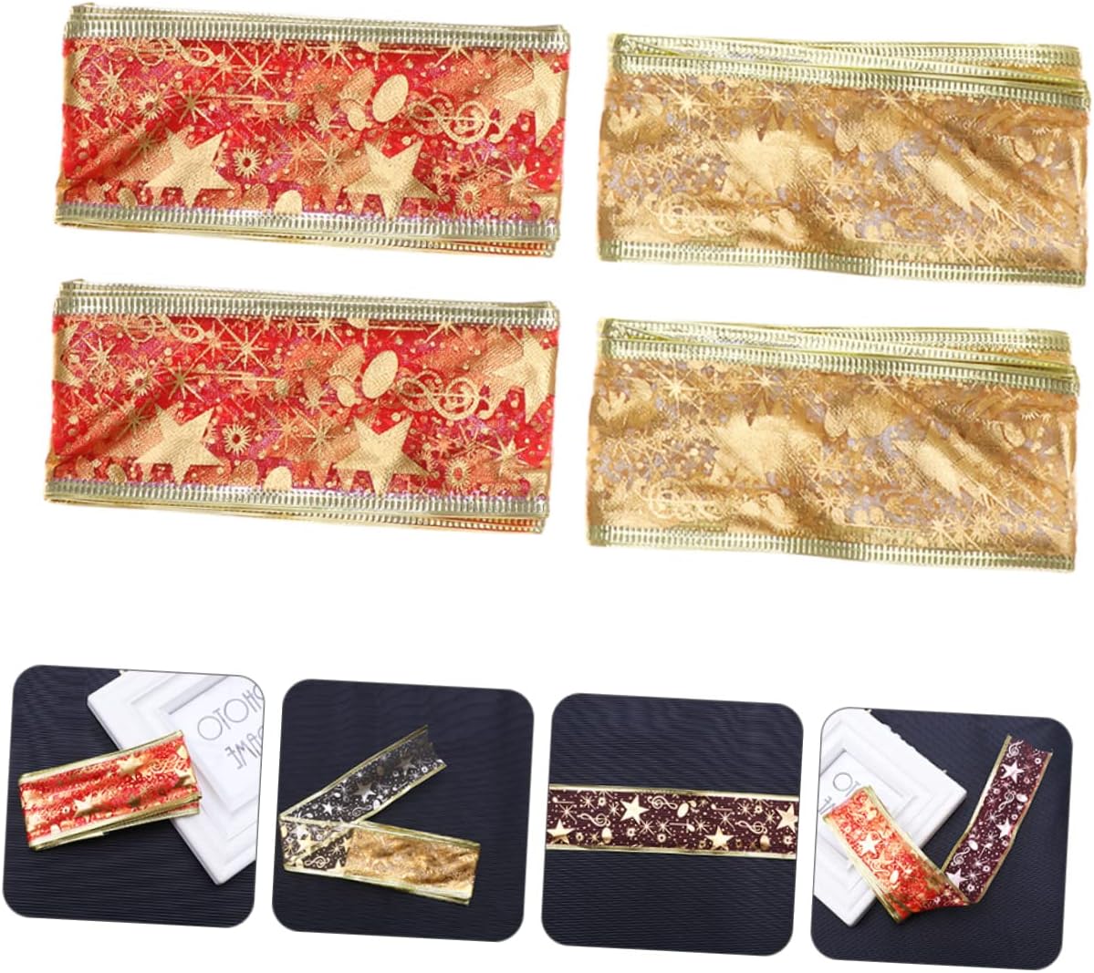 SEWACC 12 rollos de 2 cintas de Navidad para regalos de Navidad para manualidades, decoración de Navidad, cinta de regalo de vacaciones, cinta de