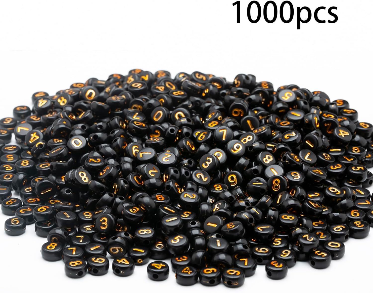 1000 cuentas de números acrílicos del 0 a 9 cuentas de números redondos de 0.157 x 0.276 in, cuentas de números mixtos para fabricación de joyas y