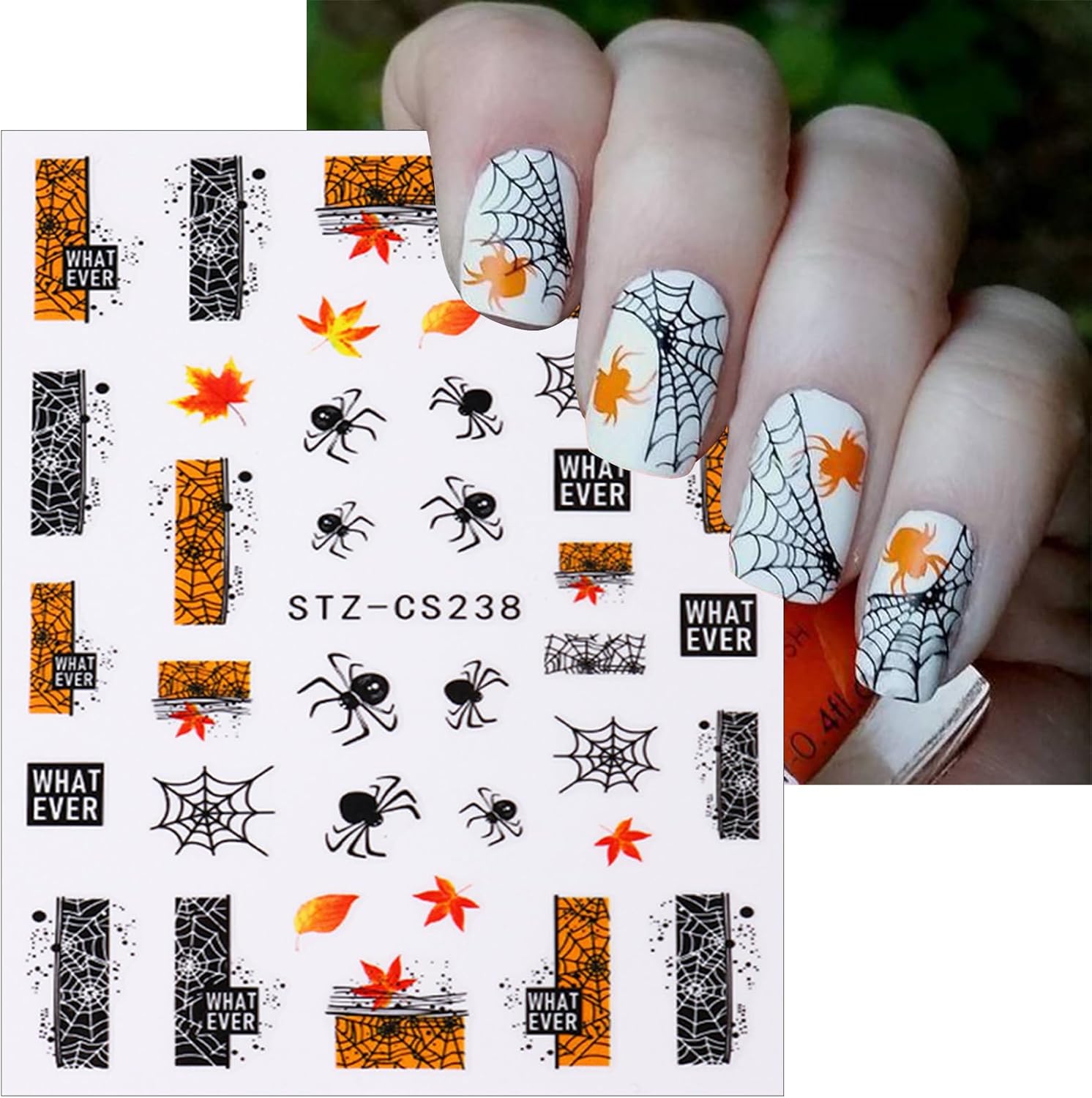 Calcomanías de uñas de Halloween para arte de uñas 3D, autoadhesivas en 3D, diseño de calavera negra, calabaza, araña, gato, murciélago, lindo