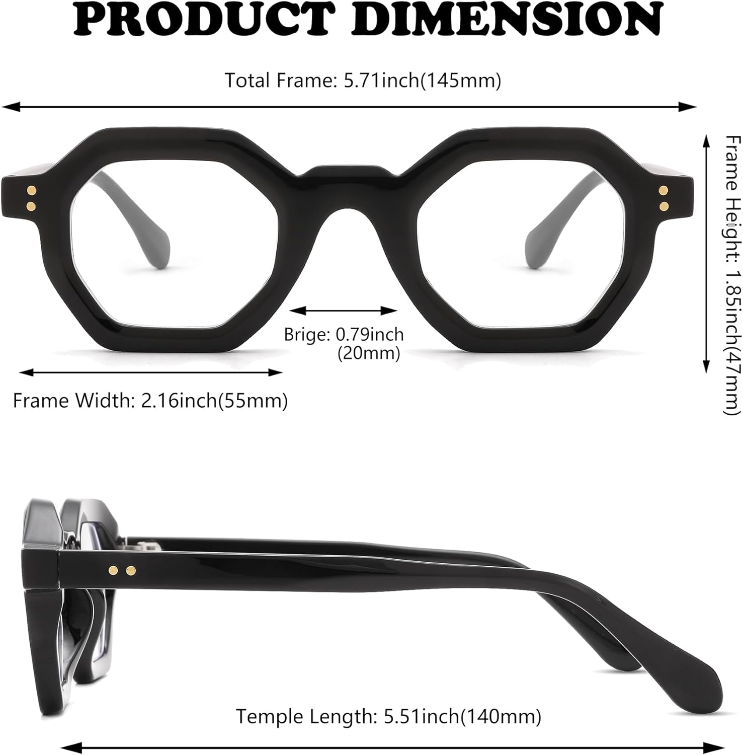 NULOOQ Gafas de luz azul para mujer  Lentes de computadora poligonales pequeños retro de moda para hombre, gafas sin receta