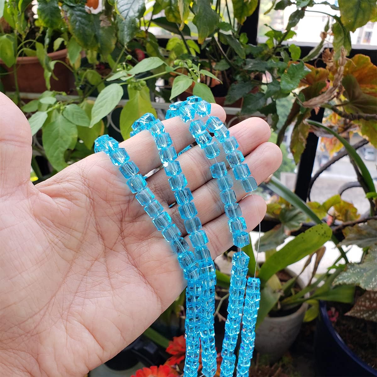 Cuentas de vidrio aguamarina de 0.315 in para hacer joyas, 180 piezas cuadradas facetadas Crytal Spacer Beads Surtidos Accesorios para pulsera