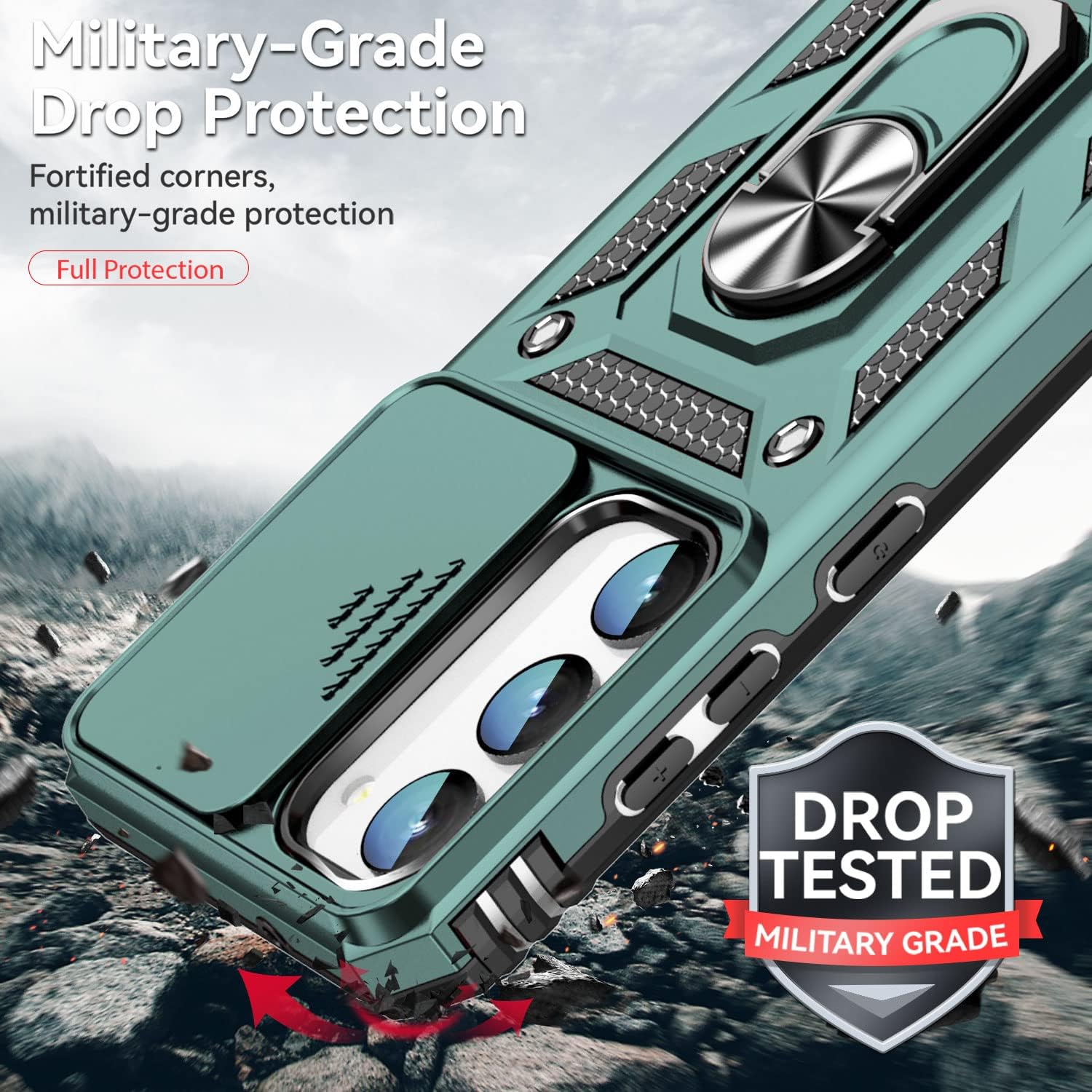 Funda para Galaxy S23 Plus, Samsung Galaxy S23 Plus, con protectores de pantalla HD y funda para cámara, grado militar de 16 pies. Funda a prueba de