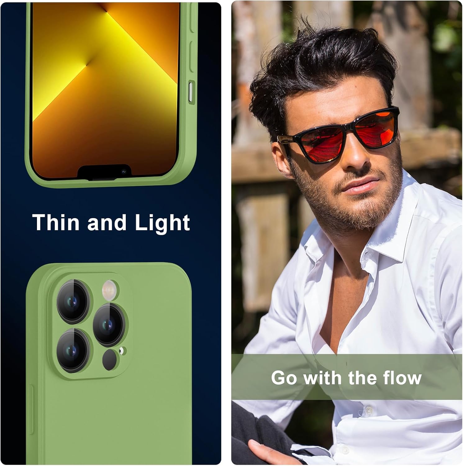 CMYFUTNG Funda para iPhone 13 Pro Max, silicona líquida de alta calidad sedosa al tacto, protección de la cámara, forro de microfibra suave