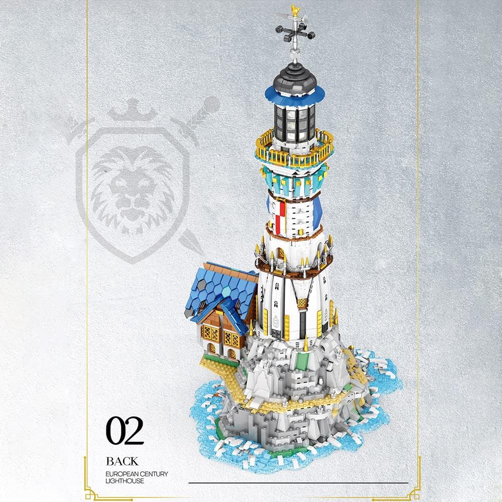MISINI Ideas 66028 – Juego de construcción de faro medieval para adultos con kit de luz, 3228 edificios modulares PCSMOC, juguetes de construcción