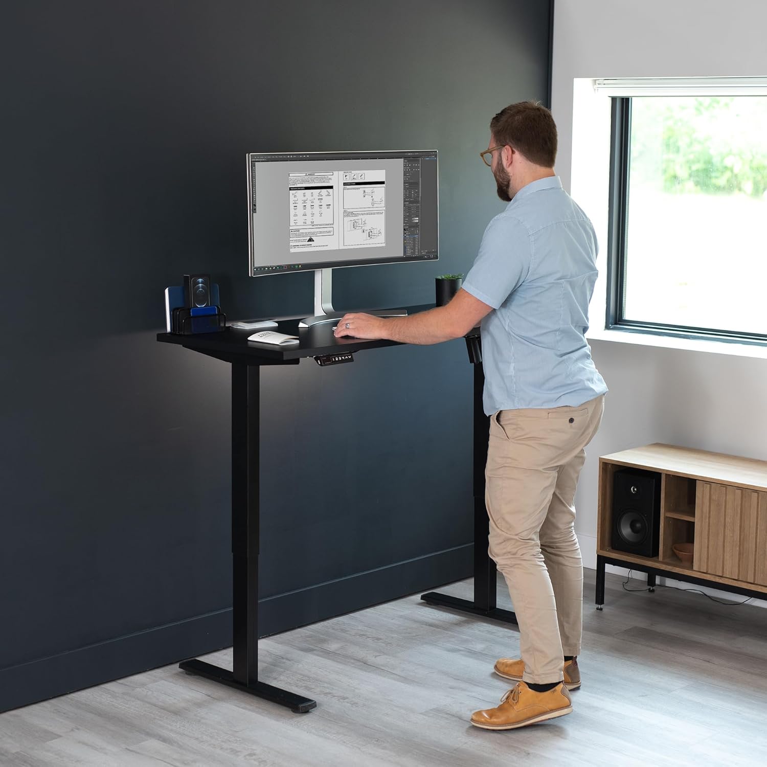 VIVO DESK-KIT-1B55S-B – Escritorio eléctrico de esquina cuadrada de 55 x 24 pulgadas con control de memoria ajustable en altura, parte superior