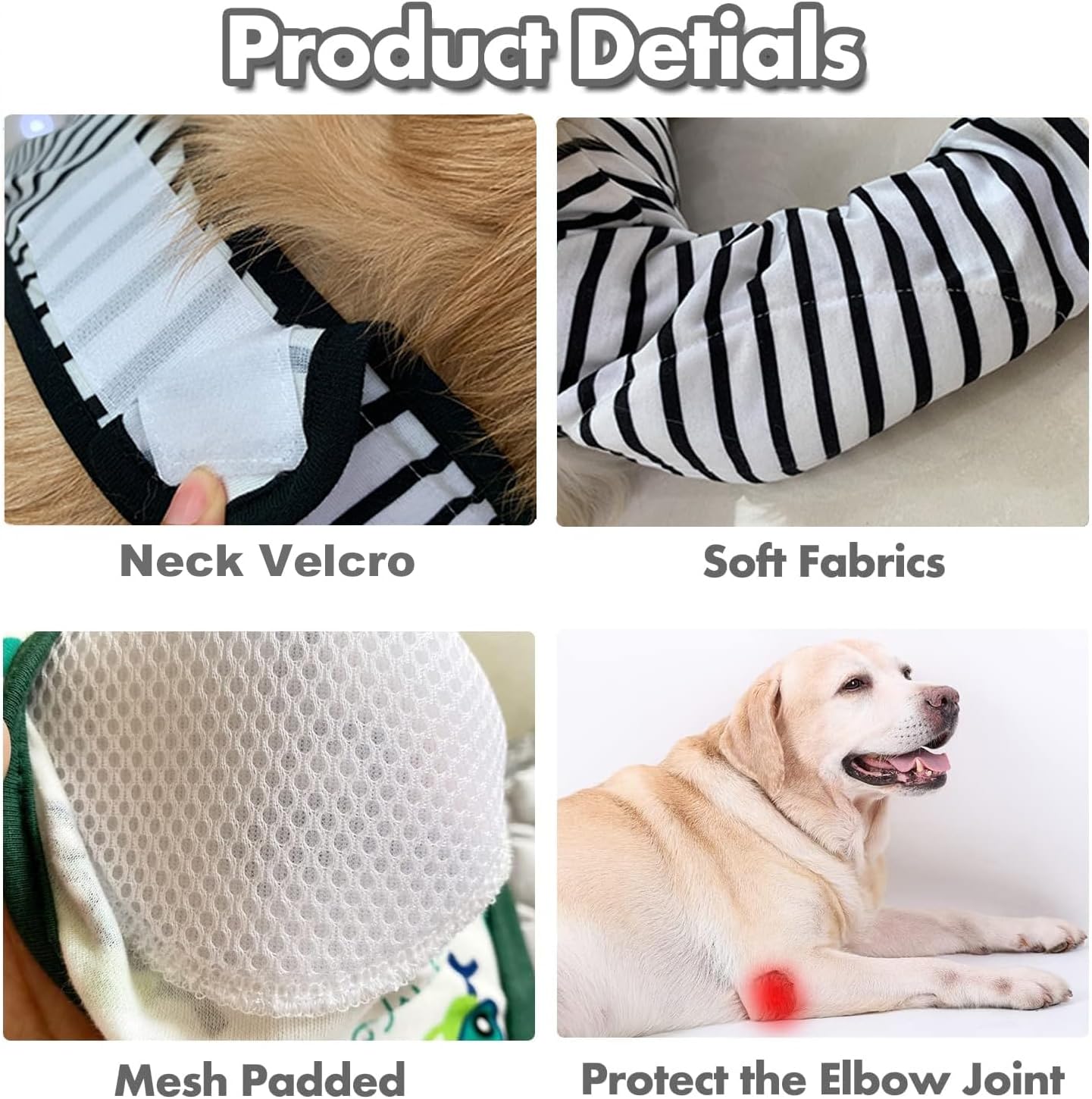Protector de codo de perro para callos, funda de recuperación de articulaciones de perro para evitar lamer heridas, coderas con almohadilla de malla
