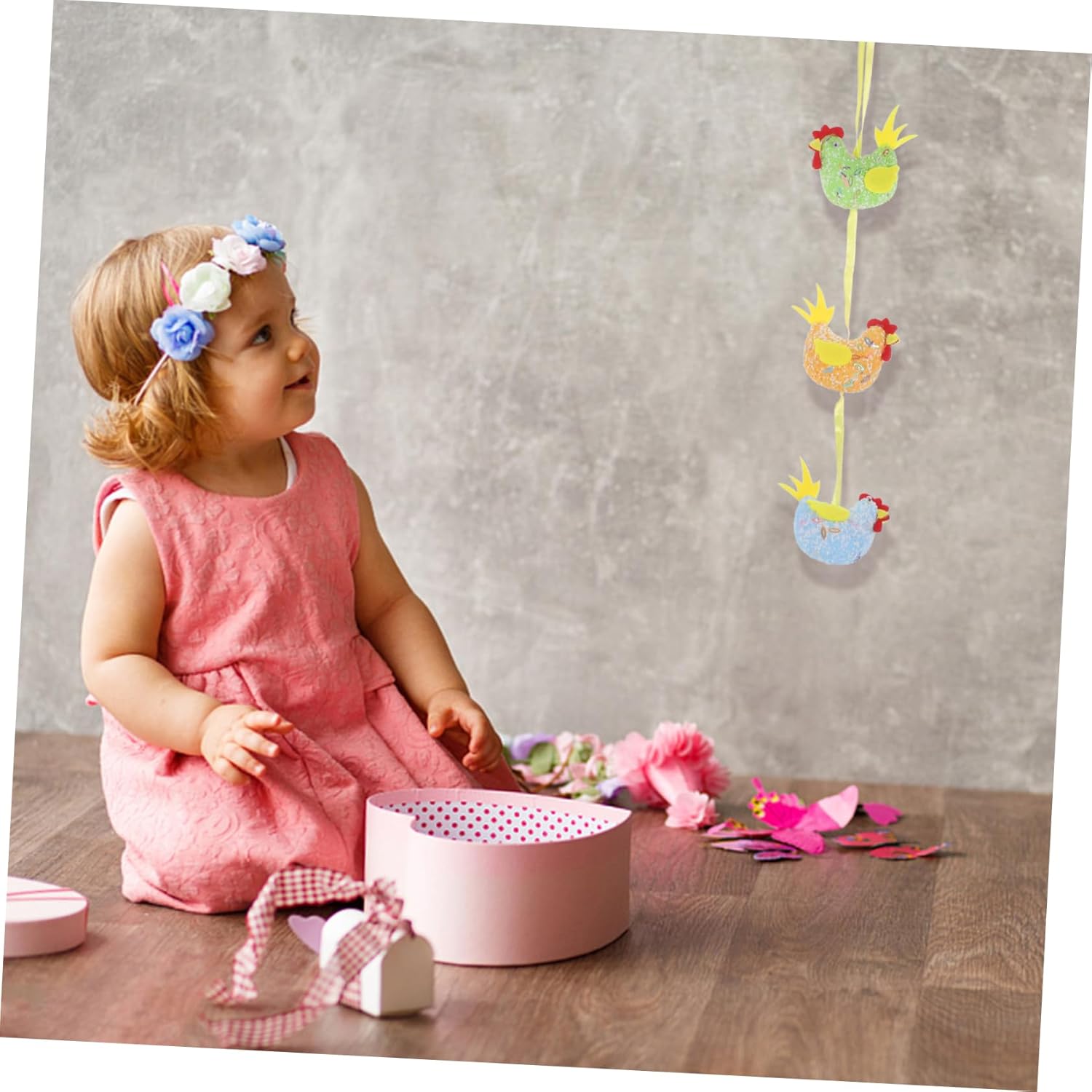 Garneck Cestas de conejo, decoración de conejo, decoración de conejo, decoración de Pascua, decoración de pollo, decoración colgante,