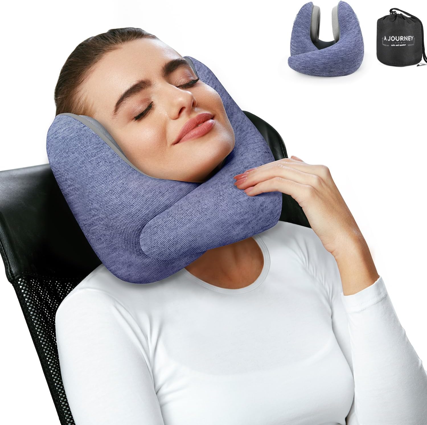 Almohada de cuello con orejeras con cancelación de ruido, NRR 25 dB, almohada de espuma viscoelástica para avión, soporte de cuello de 360,