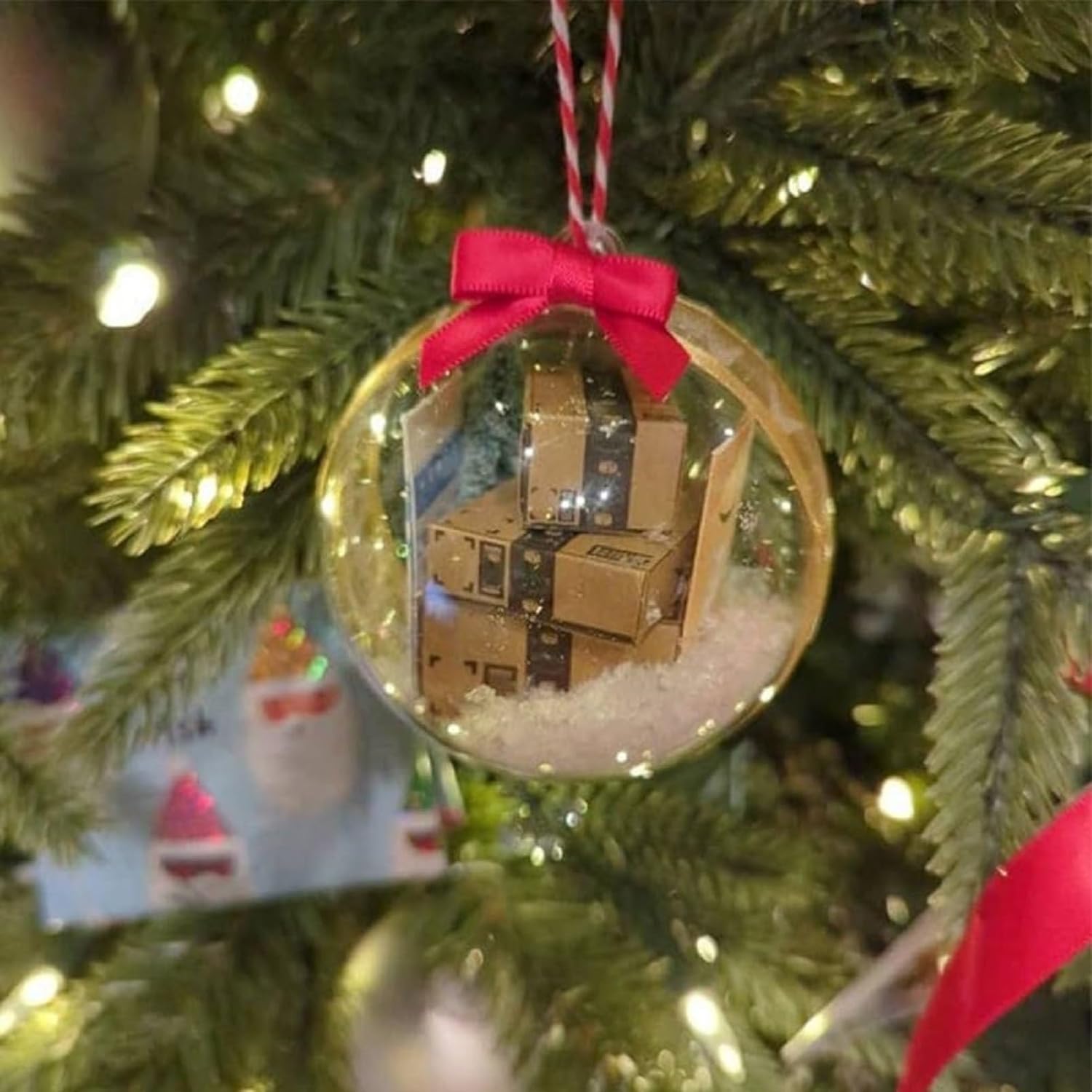 2024, mini paquetes de adornos de Navidad, bolas de Navidad transparentes, decoraciones de árbol de Navidad, divertidos adornos de Navidad (mini