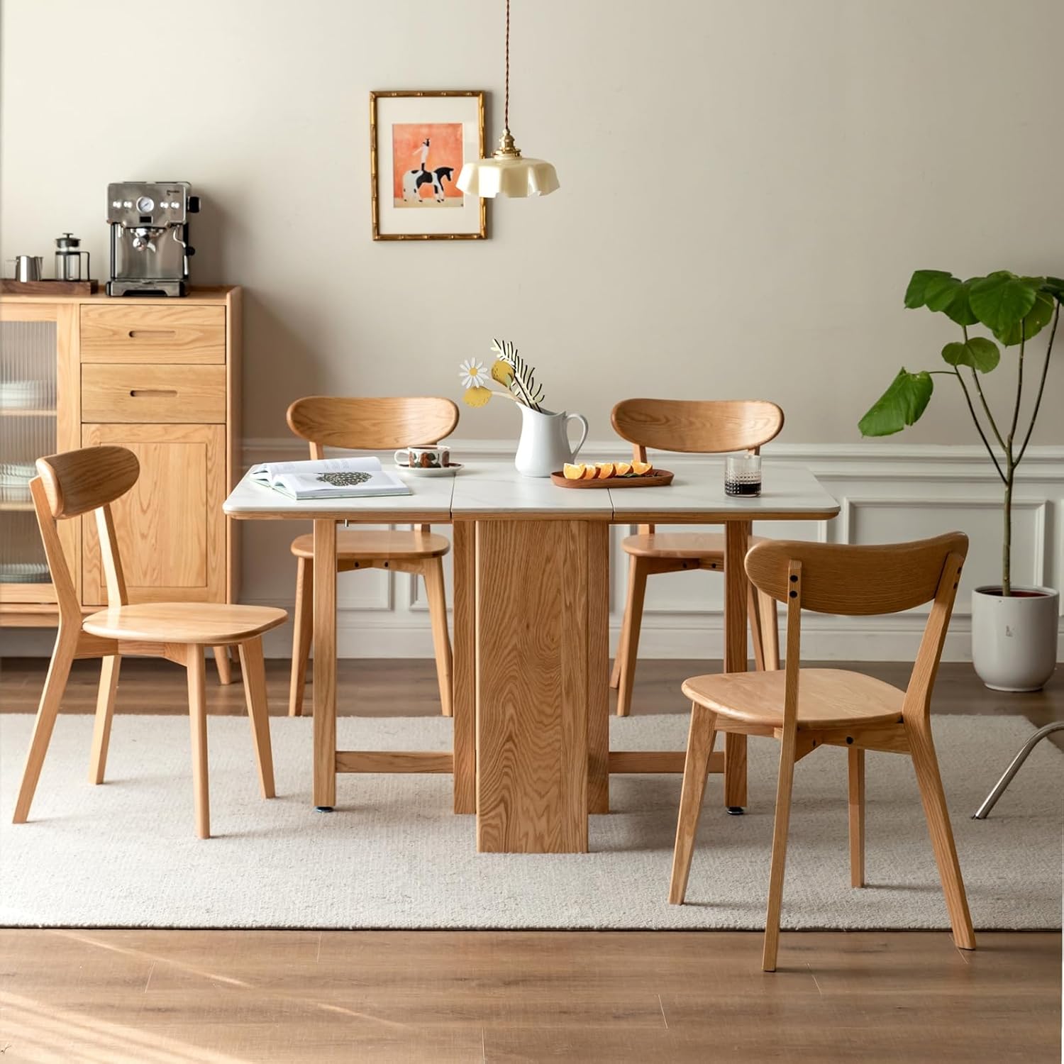 Juego de 2 sillas de comedor 100% madera de roble, sillas de cocina con cómodo respaldo redondo, sillas para sala de estar, comedor, fácil montaje,