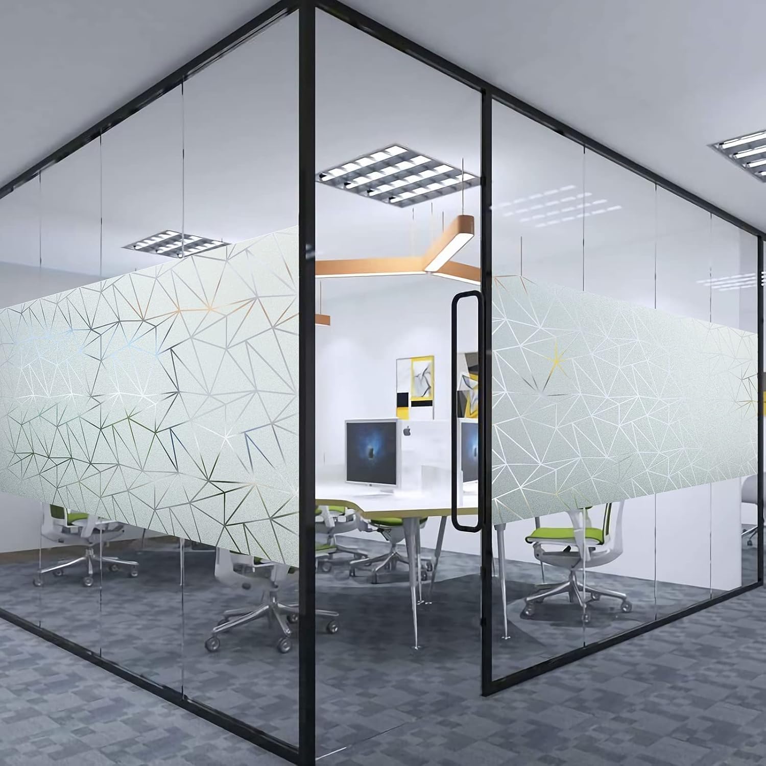 Coavas Película de privacidad para ventana, vidrio esmerilado para ventana, para baño, esmerilado estático, decorativo, bloqueo UV, control de