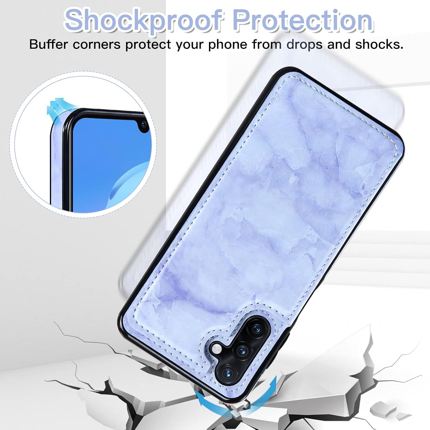 Asuwish Funda de teléfono para Samsung Galaxy A13 5G con protector de pantalla de vidrio templado y billetera de mármol abatible con soporte para