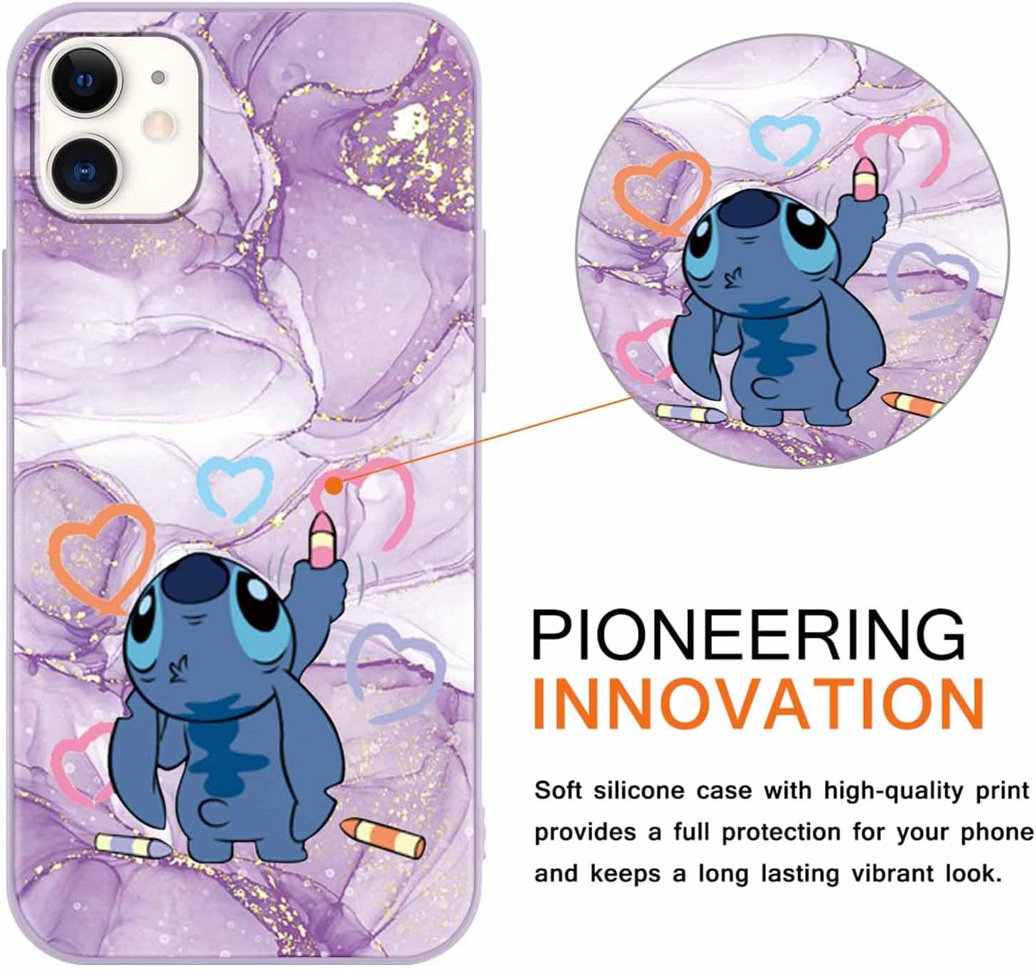Paquete de 2 fundas protectoras de dibujos animados para iPhone 11 de 6.1 pulgadas, funda protectora de TPU suave a prueba de golpes para iPhone 11,