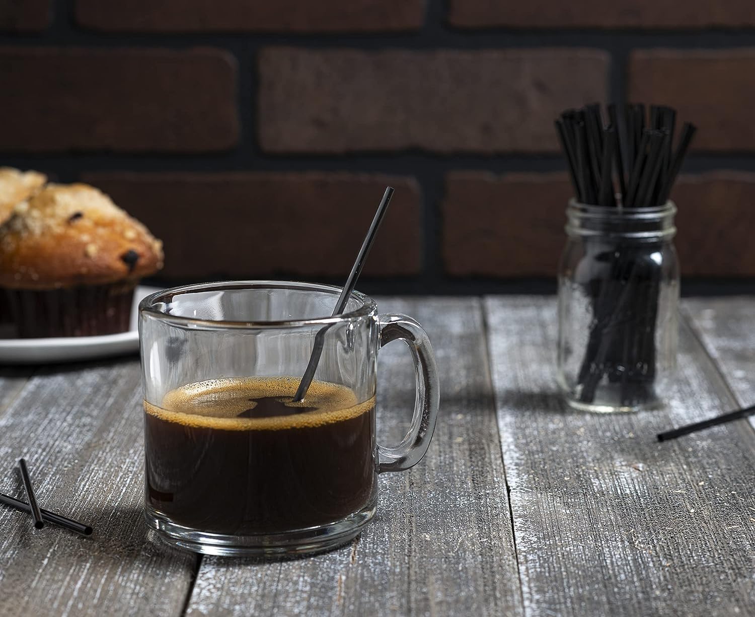 SONGNASS 1000 unidades Agitadores de café de plástico desechables negros de 5 pulgadas, palitos de cóctel, agitadores de bebidas para bebidas