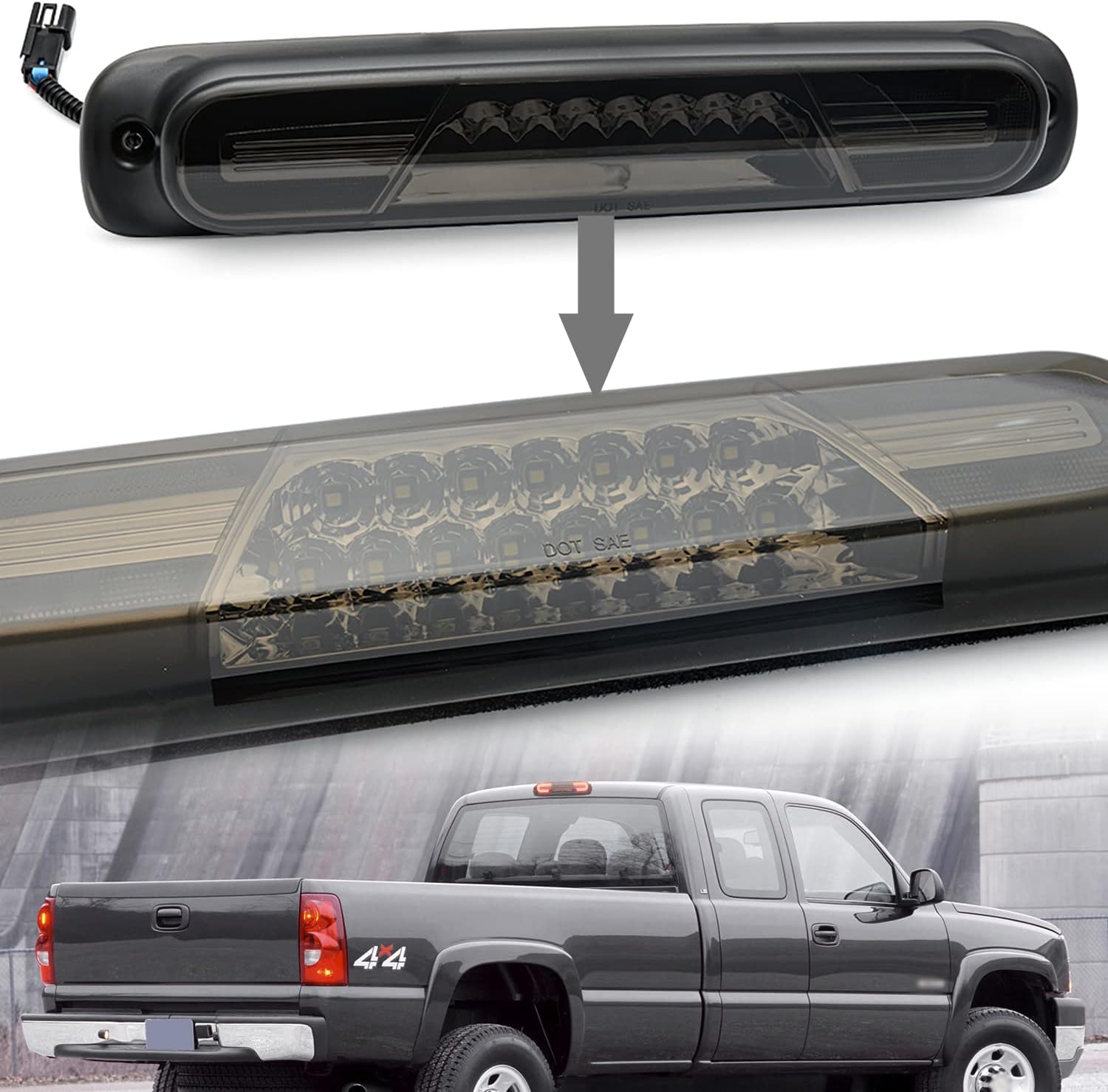 Tercera luz de freno LED de repuesto para Chevy Silverado GMC Sierra 1500 2500 1999-2006 Pickup Trucks Red LED 3rd Brake Center Lámpara de parada de