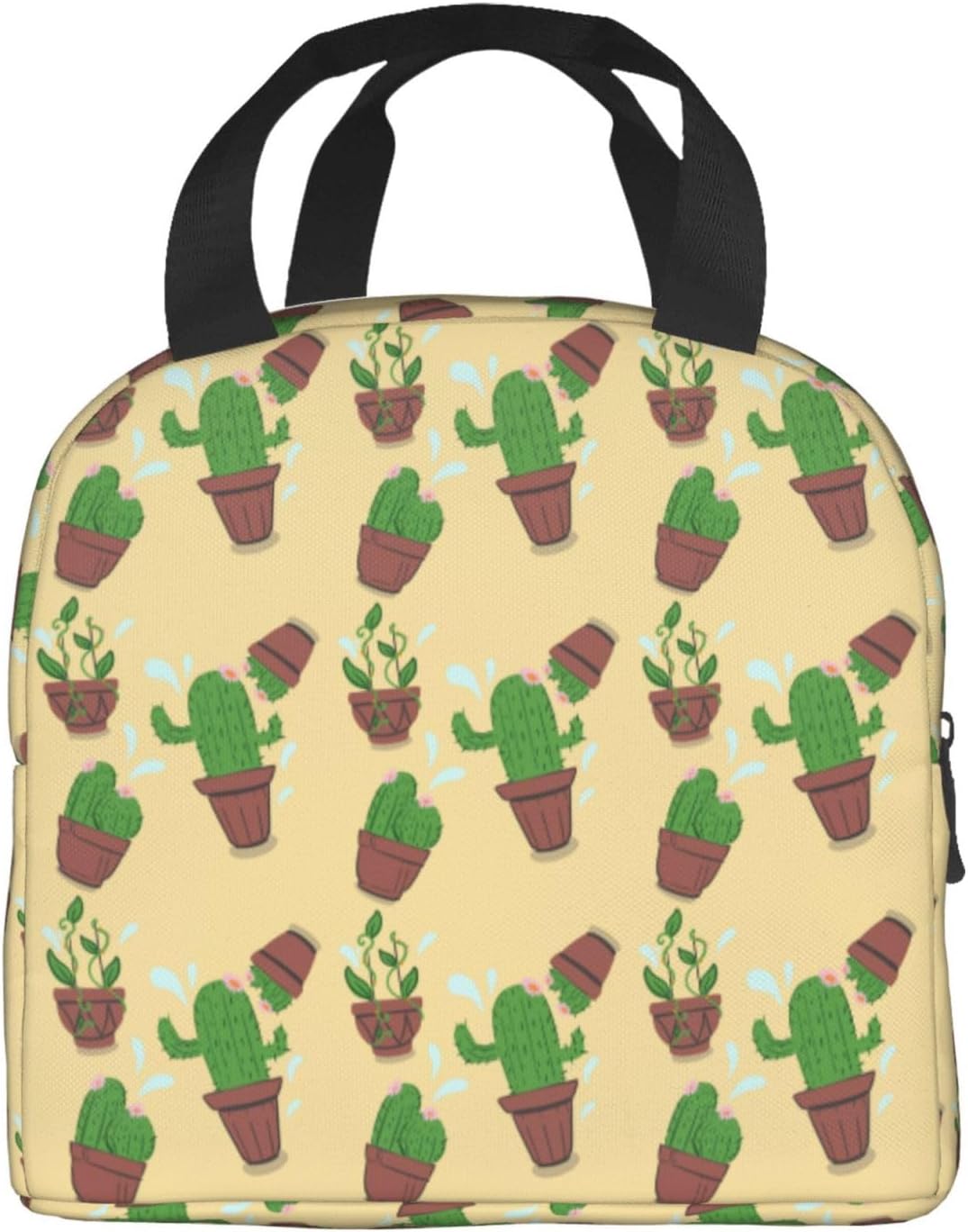 Lonchera con diseño de cactus para mujeres y hombres, con aislamiento, reutilizable, organizador de almuerzo, impermeable, bolsa de mano refrigerante