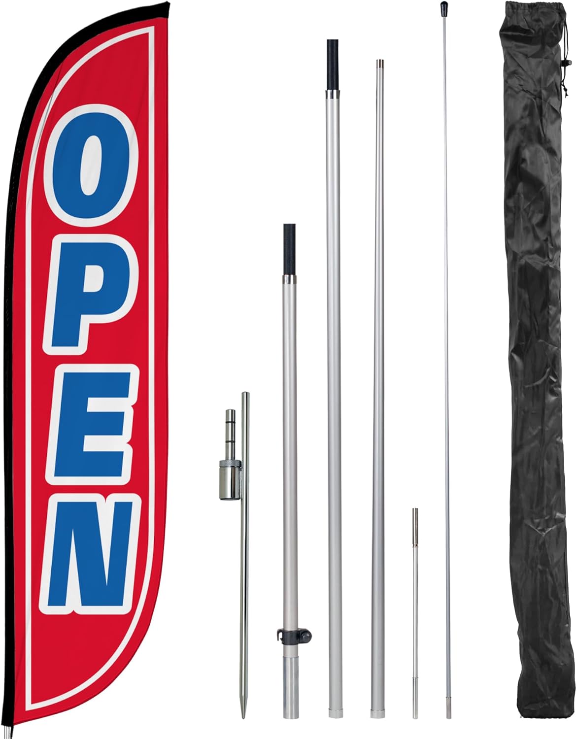 LookOurWay Kit de asta de bandera de plumas, bandera publicitaria de 12 pies de alto con kit de poste de fibra de vidrio y pico de tierra para