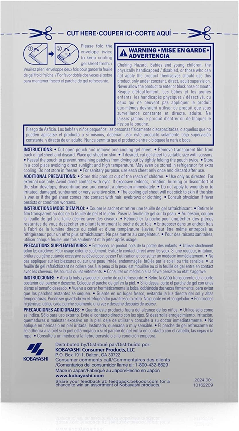 Be Koool – Hojas de gel para niños (4 unidades, 6 unidades)